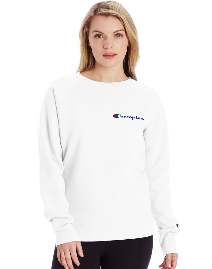 Sudadera Champion Mujer - Powerblend Fleece Classic Crew Script Logo ( Blancas ) 2109367-JD